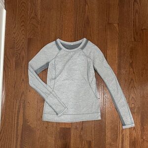 Lululemon grey striped long sleeve top with mesh inserts size 2